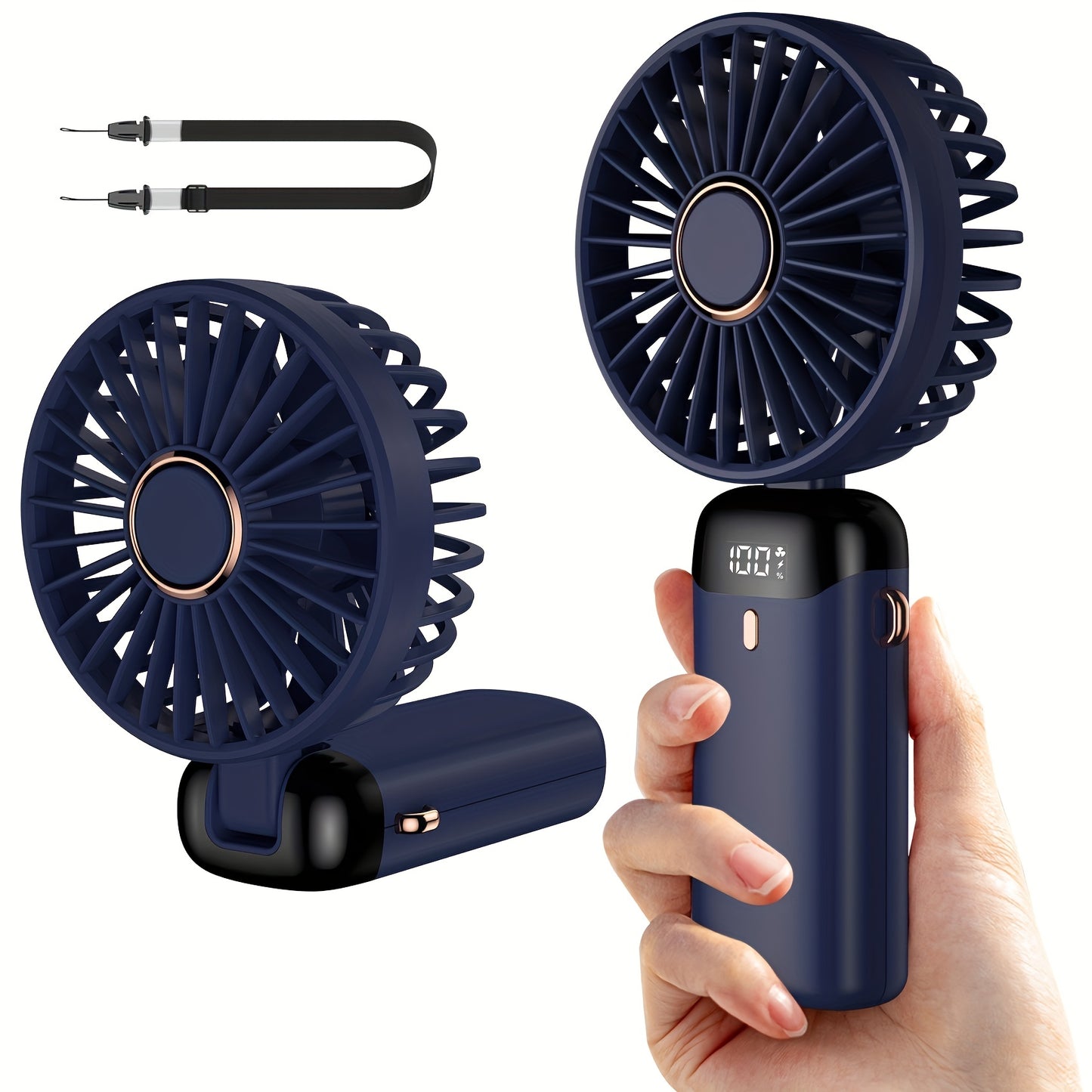 Foldable Handheld Fan - LED Display