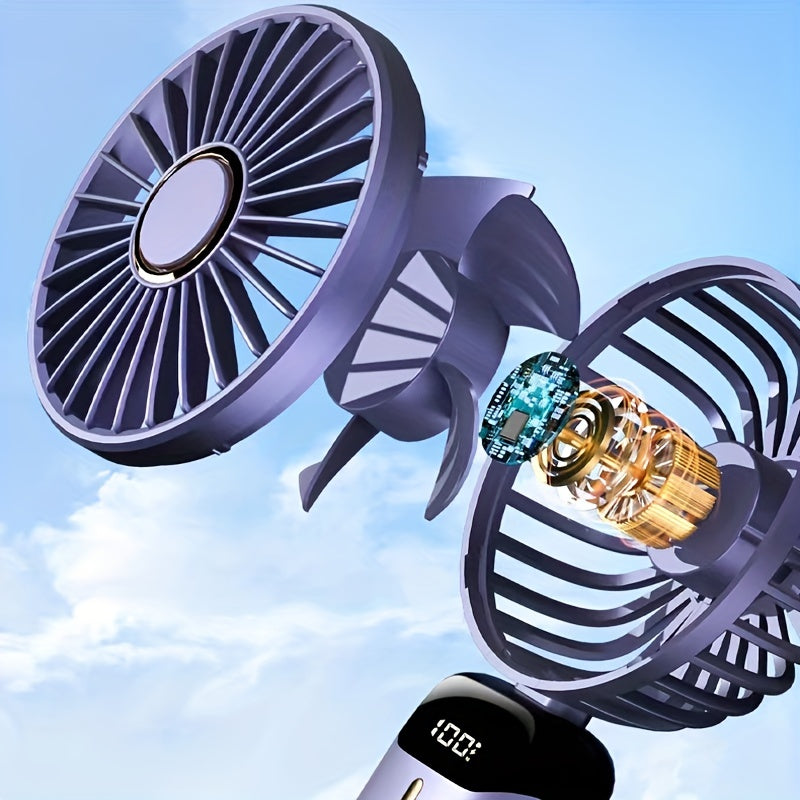 Foldable Handheld Fan - LED Display