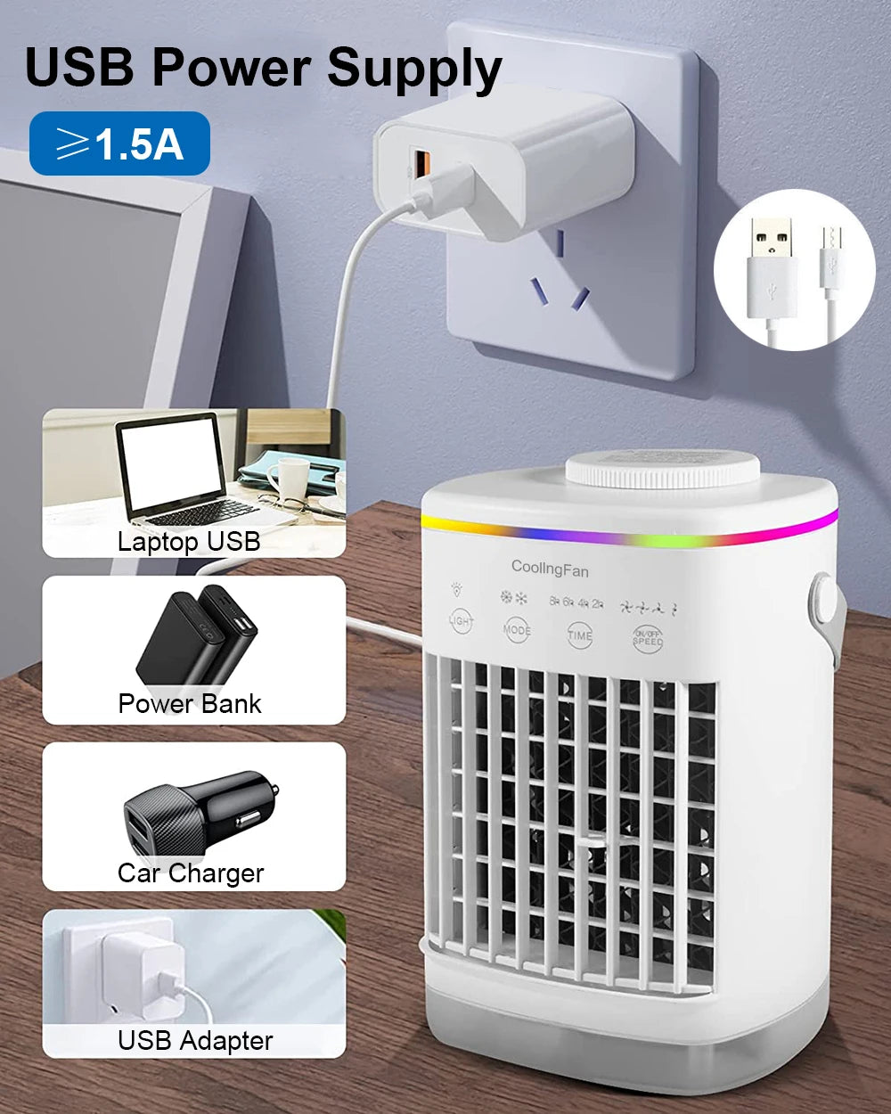 Portable Air Conditioner - Ice Water Fan & Humidifier